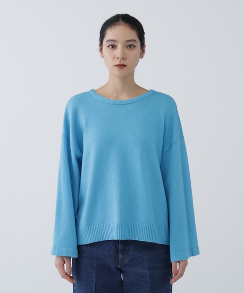 NAVYNAVY（ネイビーネイビー）の「【NAVYNAVY】【ユーティリティー】洗えるウール混前後2WAYボクシーニット（ニット/セーター・レディース・ブルー/グレー/ホワイト系その他/ブルー系その他・ﾌﾘ-）」の10枚目の写真