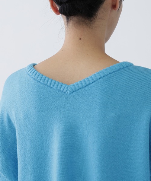 NAVYNAVY（ネイビーネイビー）の「【NAVYNAVY】【ユーティリティー】洗えるウール混前後2WAYボクシーニット（ニット/セーター・レディース・ブルー/グレー/ホワイト系その他/ブルー系その他・ﾌﾘ-）」の17枚目の写真