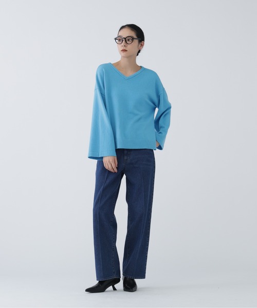 NAVYNAVY（ネイビーネイビー）の「【NAVYNAVY】【ユーティリティー】洗えるウール混前後2WAYボクシーニット（ニット/セーター・レディース・ブルー/グレー/ホワイト系その他/ブルー系その他・ﾌﾘ-）」の18枚目の写真