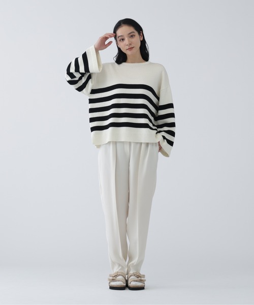 NAVYNAVY（ネイビーネイビー）の「【NAVYNAVY】【ユーティリティー】洗えるウール混前後2WAYボクシーニット（ニット/セーター・レディース・ブルー/グレー/ホワイト系その他/ブルー系その他・ﾌﾘ-）」の6枚目の写真