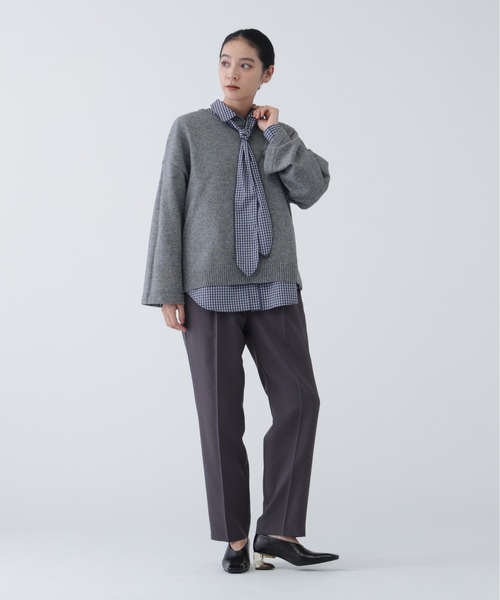 NAVYNAVY（ネイビーネイビー）の「【NAVYNAVY】【ユーティリティー】洗えるウール混前後2WAYボクシーニット（ニット/セーター・レディース・ブルー/グレー/ホワイト系その他/ブルー系その他・ﾌﾘ-）」の8枚目の写真