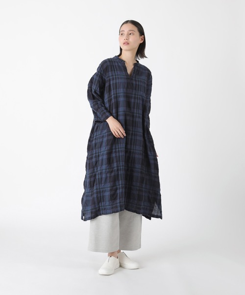プランテーション Plantation シャツワンピース セール】シュリンクチェック / ワンピース / P（ワンピース