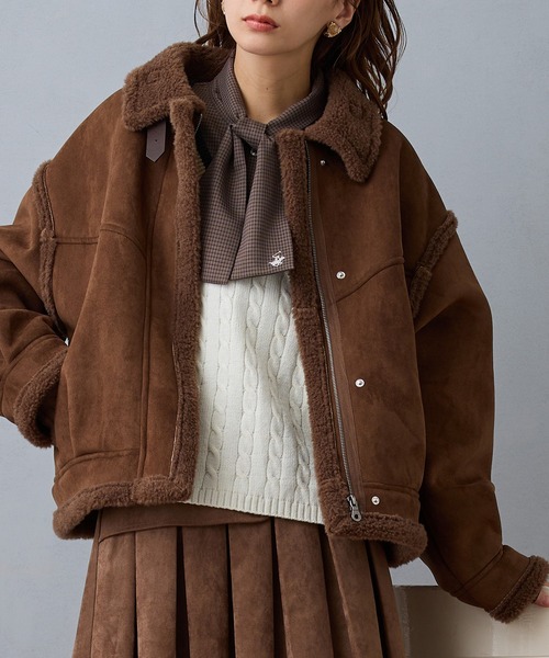 NICOLE CLUB(ニコル クラブ)の「フェイクムートンブルゾン(ブルゾン・レディース・ブラウン/チャコール/ベージュ・MEDIUM)」の1枚目の写真