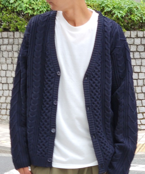 VENCEEXCHANGE（ヴァンスエクスチェンジ）の「ケーブルカーデｘロンＴセット（カーディガン/ボレロ・メンズ・ネイビー/グレー・M/L/LL）」の10枚目の写真