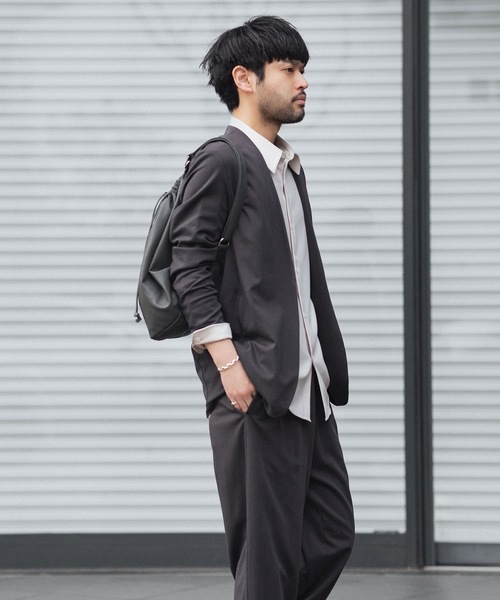 ATTACHMENT（アタッチメント）の「コットン ダブルフェイス カラーレスカーディガン / COTTON DOUBLE FACE COLLARLESS CARDIGAN（カーディガン/ボレロ・メンズ・ブラウン/ダークベージュ/ダークグレー/ブラック・3/2/1）」の6枚目の写真