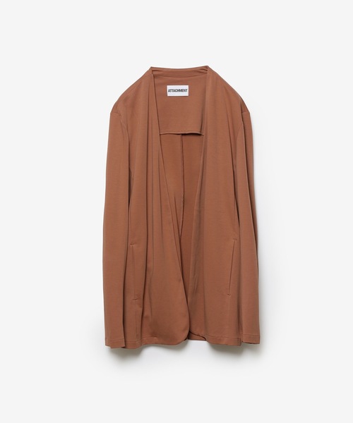 ATTACHMENT（アタッチメント）の「コットン ダブルフェイス カラーレスカーディガン / COTTON DOUBLE FACE COLLARLESS CARDIGAN（カーディガン/ボレロ・メンズ・ブラウン/ダークベージュ/ダークグレー/ブラック・3/2/1）」の7枚目の写真