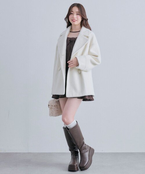 OLIVE des OLIVE（オリーブデオリーブ）の「【TwinkleCollection】シャギーコート（その他アウター・レディース・アイボリー/グレー/ピンク・FREE）」の7枚目の写真