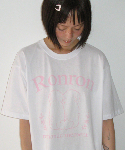 RONRON(ロンロン)の「PUPPY TAILS BASIC FIT T SHIRT WHITE PINK(Tシャツ/カットソー・レディース・その他・FREE)」の1枚目の写真