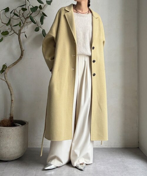 DouDou（ドゥドゥ）の「ビーバーロングコート（その他アウター・レディース・ベージュ/ネイビー/イエロー・FREE）」の3枚目の写真