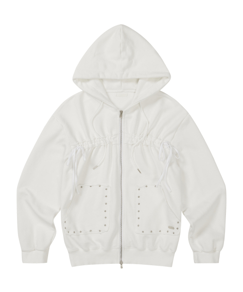 ILLIGO（イリゴ）の「フレイドストリングフードジップアップホワイト（パーカー・レディース・その他・SMALL/MEDIUM）」の4枚目の写真