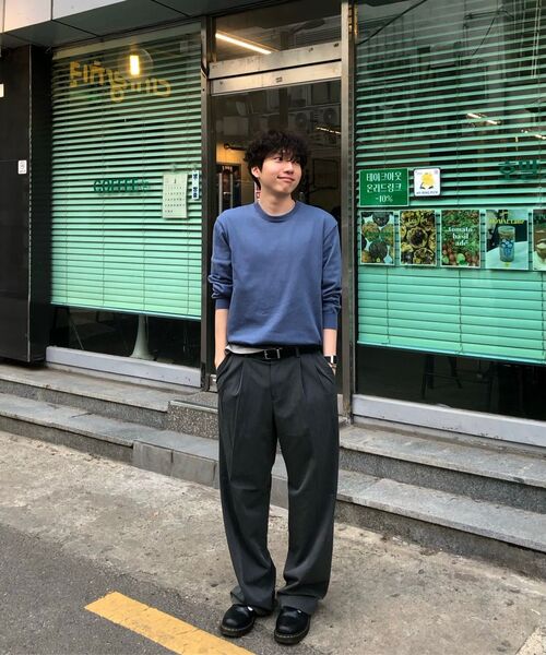 MUSINSA STANDARD（ムシンサスタンダード）の「ウォッシャブルスーピマコットンクルーネックニット[ブルーグレー]（ニット/セーター・メンズ・その他・XX-LARGE/SMALL/MEDIUM/LARGE/X-LARGE）」の16枚目の写真
