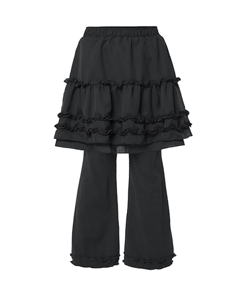 セール】3-Layered Ruffle Skirt Pants (FL-260_Black)（その他パンツ