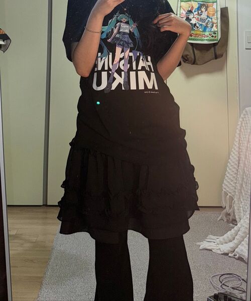 セール】3-Layered Ruffle Skirt Pants (FL-260_Black)（その他パンツ