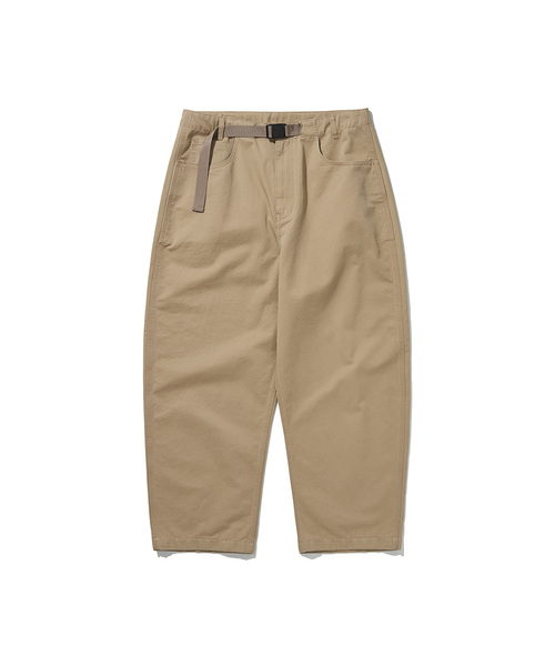 BELTED WIDE CHINO PANTS [Beige]