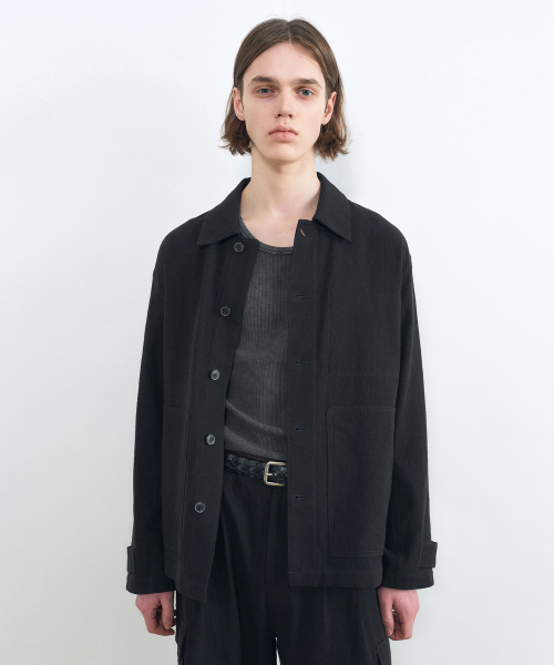 INSILENCE(インサイロンス)の「リネンフレンチワークジャケットBLACK(デニムジャケット・レディース・その他・SMALL/MEDIUM/LARGE)」の1枚目の写真