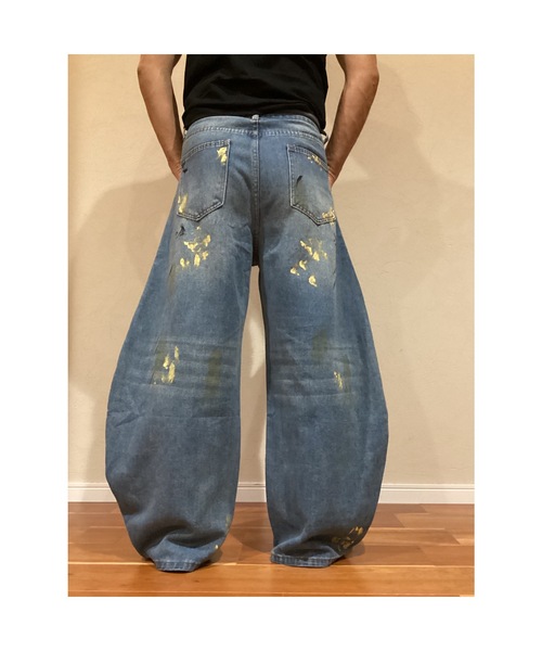 Bling Leads(ブリングリーズ)の「【Bls】【Bling Leads】ペイントバレルレッグデニムパンツ(デニムパンツ・メンズ・ライトブルー・MEDIUM/LARGE)」の3枚目の写真