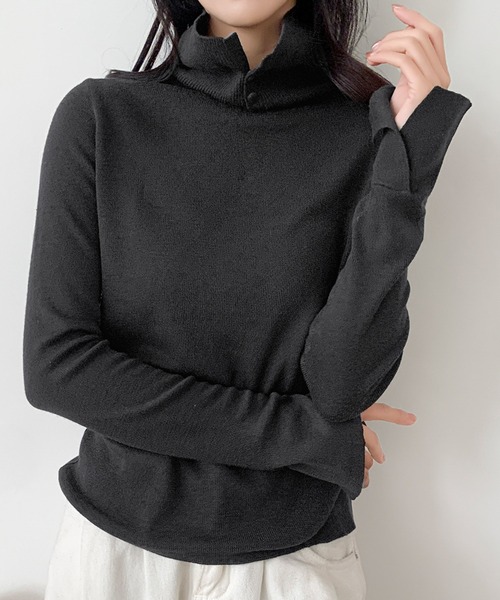 LOWO(ロワ)の「ハイネック ニット 長袖 トップス プルオーバー レディース 秋冬(ニット/セーター・レディース・ブラウン/ブラック/オフホワイト/グレー・FREE)」の3枚目の写真