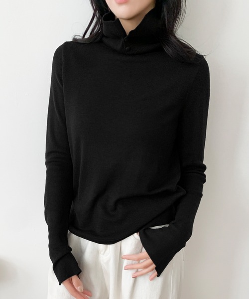 LOWO(ロワ)の「ハイネック ニット 長袖 トップス プルオーバー レディース 秋冬(ニット/セーター・レディース・ブラウン/ブラック/オフホワイト/グレー・FREE)」の2枚目の写真