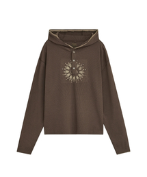 WAFFLE HENLEY NECK HOODED [BROWN]