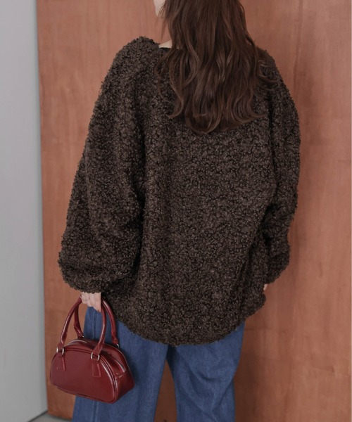 AMELY(エミリー)の「プードルファー ノーカラージャケット(ノーカラージャケット・レディース・ブラック/ベージュ/ホワイト/ブラウン・フリー)」の15枚目の写真