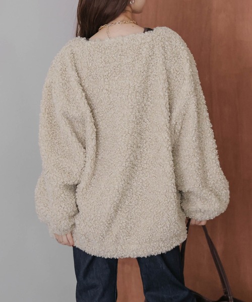 AMELY(エミリー)の「プードルファー ノーカラージャケット(ノーカラージャケット・レディース・ブラック/ベージュ/ホワイト/ブラウン・フリー)」の20枚目の写真