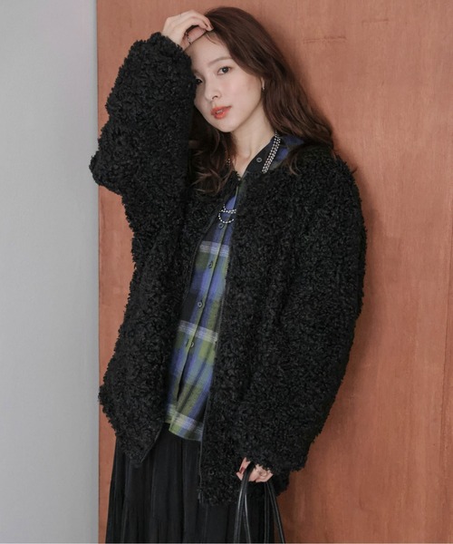 セール】プードルファー ノーカラージャケット（ノーカラージャケット