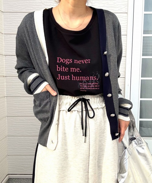 Q（キュー）の「バイカラーカーディガン（カーディガン/ボレロ・レディース・ブラック/ライトグレー・MEDIUM）」の12枚目の写真