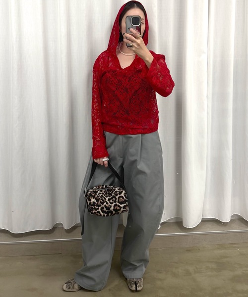 yae（ヤエ）の「Super wide curve pants / スーパーワイドカーブパンツ（その他パンツ・レディース・ネイビー/ライトグレー・38/36）」の4枚目の写真