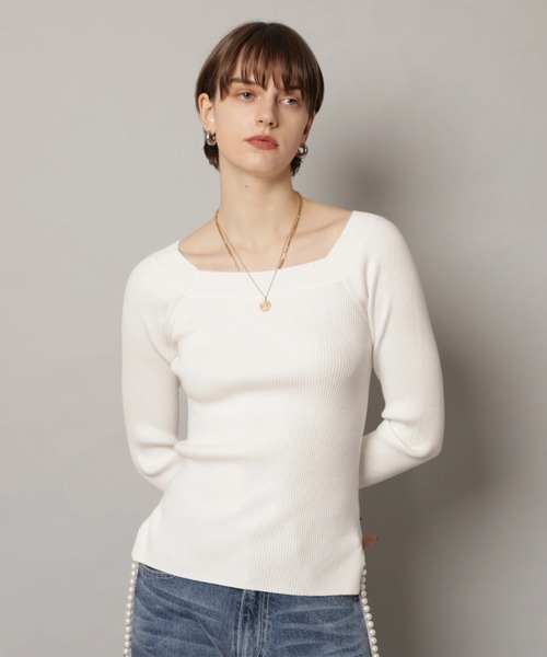 CADUNE（カデュネ）の「デコルテニット（ニット/セーター・レディース・チャコールグレー/ピンクベージュ/ブラック/ホワイト/ベージュ・38）」の10枚目の写真