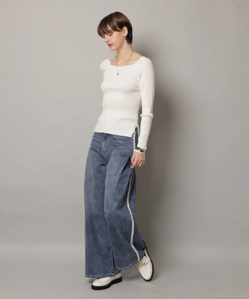 CADUNE（カデュネ）の「デコルテニット（ニット/セーター・レディース・チャコールグレー/ピンクベージュ/ブラック/ホワイト/ベージュ・38）」の7枚目の写真