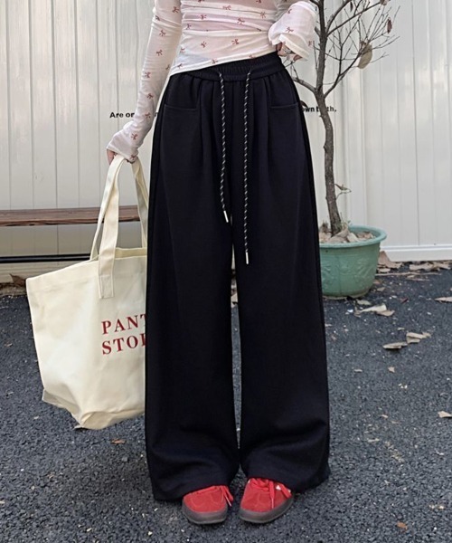 SallyLunn（サリーラン）の「ハイウエストワイドレッグパンツ（その他パンツ・レディース・ブラック/ネイビー/ブラック×ホワイト/ホワイト/グレー・LARGE/MEDIUM）」の12枚目の写真