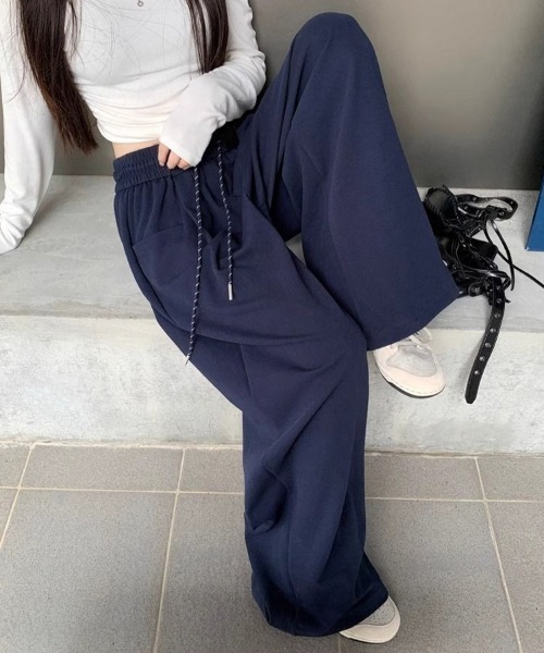 SallyLunn（サリーラン）の「ハイウエストワイドレッグパンツ（その他パンツ・レディース・ブラック/ネイビー/ブラック×ホワイト/ホワイト/グレー・LARGE/MEDIUM）」の13枚目の写真