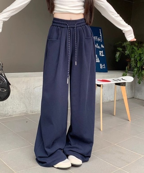 SallyLunn（サリーラン）の「ハイウエストワイドレッグパンツ（その他パンツ・レディース・ブラック/ネイビー/ブラック×ホワイト/ホワイト/グレー・LARGE/MEDIUM）」の14枚目の写真