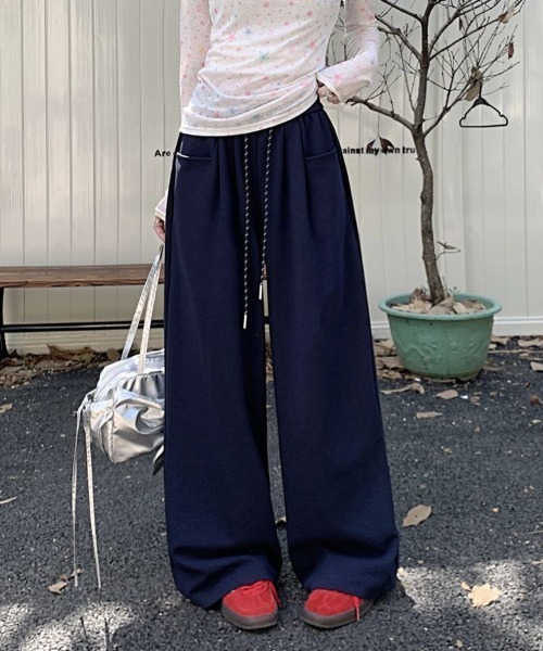 SallyLunn（サリーラン）の「ハイウエストワイドレッグパンツ（その他パンツ・レディース・ブラック/ネイビー/ブラック×ホワイト/ホワイト/グレー・LARGE/MEDIUM）」の15枚目の写真