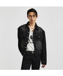 LMOOD（エルムード）の「モノデニムトラッカージャケットクラックブラック（デニムジャケット）」