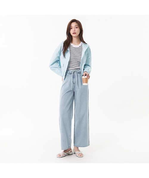 PLASTIC ISLAND（プラスティックアイランド）の「ジェチョンベルト ワイドフィットデニムパンツ PR2DP432（デニムパンツ・レディース・スカイブルー・X-SMALL/MEDIUM/SMALL）」の2枚目の写真