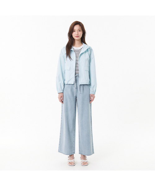 PLASTIC ISLAND（プラスティックアイランド）の「ジェチョンベルト ワイドフィットデニムパンツ PR2DP432（デニムパンツ・レディース・スカイブルー・X-SMALL/MEDIUM/SMALL）」の3枚目の写真