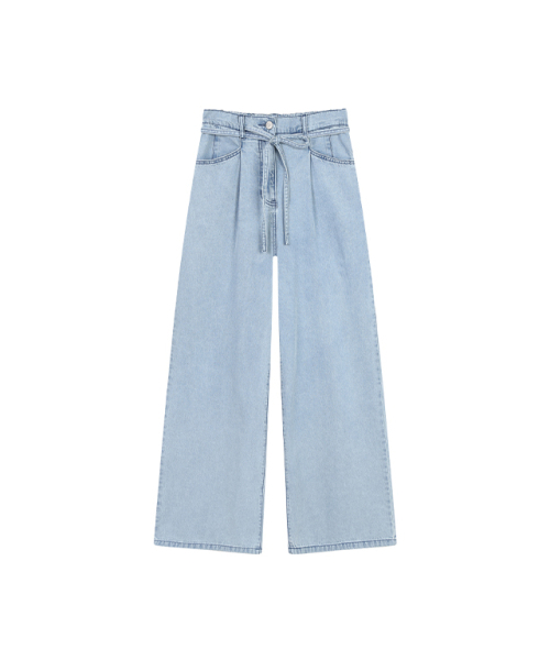 PLASTIC ISLAND（プラスティックアイランド）の「ジェチョンベルト ワイドフィットデニムパンツ PR2DP432（デニムパンツ・レディース・スカイブルー・X-SMALL/MEDIUM/SMALL）」の6枚目の写真