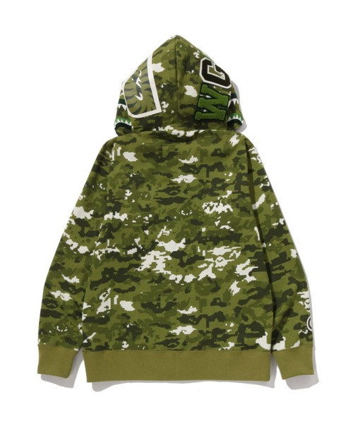 A BATHING APE（アベイシングエイプ）の「MULTI PIXEL CAMO SHARK REGULAR FIT FULL ZIP HOODIE（パーカー・メンズ・グリーン/ブラック・MEDIUM/X-LARGE/SMALL/XX-LARGE/LARGE）」の6枚目の写真