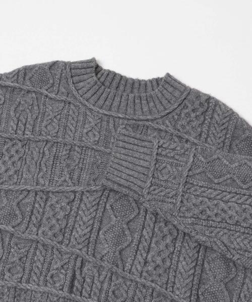 KBF（ケイビーエフ）の「MIXケーブルショートニット（ニット/セーター・レディース・グレー/ベージュ/ブラウン・ONE）」の20枚目の写真