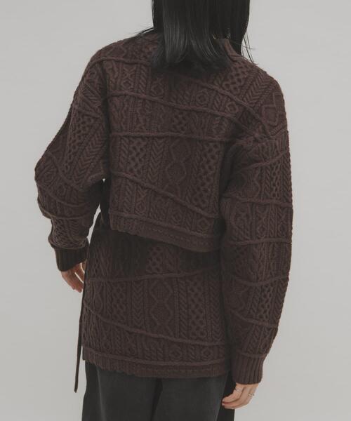 KBF（ケイビーエフ）の「MIXケーブルショートニット（ニット/セーター・レディース・グレー/ベージュ/ブラウン・ONE）」の16枚目の写真