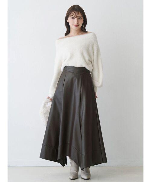 MERCURYDUO（マーキュリーデュオ）の「【追加生産】ミニシャギーオフショルニット（ニット/セーター・レディース・アイボリー/ベビーピンク/グレー/ブルー・FREE）」の9枚目の写真