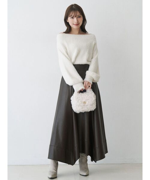 MERCURYDUO（マーキュリーデュオ）の「【追加生産】ミニシャギーオフショルニット（ニット/セーター・レディース・アイボリー/ベビーピンク/グレー/ブルー・FREE）」の10枚目の写真