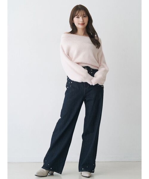 MERCURYDUO（マーキュリーデュオ）の「【追加生産】ミニシャギーオフショルニット（ニット/セーター・レディース・アイボリー/ベビーピンク/グレー/ブルー・FREE）」の13枚目の写真