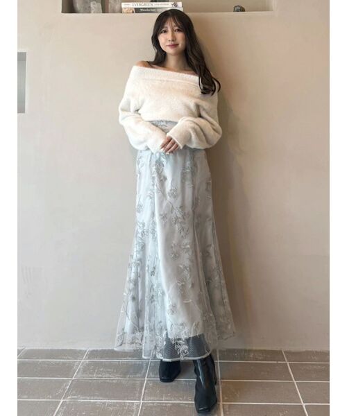 MERCURYDUO（マーキュリーデュオ）の「【追加生産】ミニシャギーオフショルニット（ニット/セーター・レディース・アイボリー/ベビーピンク/グレー/ブルー・FREE）」の16枚目の写真