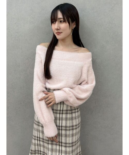MERCURYDUO（マーキュリーデュオ）の「【追加生産】ミニシャギーオフショルニット（ニット/セーター・レディース・アイボリー/ベビーピンク/グレー/ブルー・FREE）」の21枚目の写真