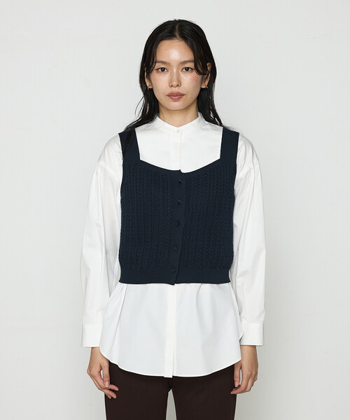 K.T KIYOKO TAKASE(キヨコタカセ)の「〔 TALLサイズ 〕 ケーブル編みニット ビスチェ(ニット/セーター・レディース・ネイビー・15号)」の6枚目の写真