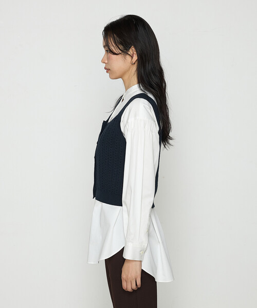 K.T KIYOKO TAKASE(キヨコタカセ)の「〔 TALLサイズ 〕 ケーブル編みニット ビスチェ(ニット/セーター・レディース・ネイビー・15号)」の7枚目の写真