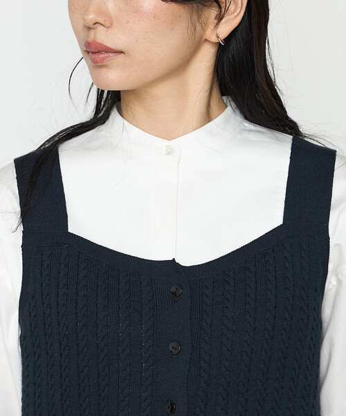 K.T KIYOKO TAKASE(キヨコタカセ)の「〔 TALLサイズ 〕 ケーブル編みニット ビスチェ(ニット/セーター・レディース・ネイビー・15号)」の9枚目の写真