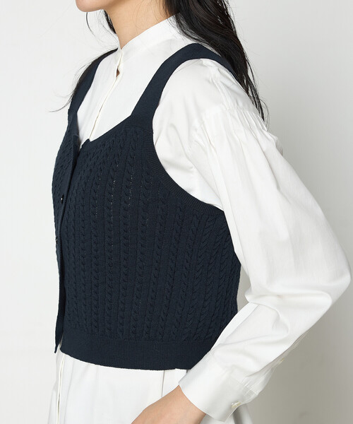 K.T KIYOKO TAKASE(キヨコタカセ)の「〔 TALLサイズ 〕 ケーブル編みニット ビスチェ(ニット/セーター・レディース・ネイビー・15号)」の10枚目の写真